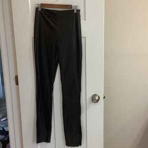 SBetro Black faux leather pants